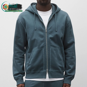 Sweat-shirt à capuche zippé pour homme, en tissu éponge premium, manches longues, doux, chaud, confortable, style streetwear décontracté - Product Image 1
