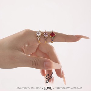 Carline Fashion Stainless Steel Square <strong>Gems</strong> Cubic Zirconia Pink Zircon Ring 18k Gold Finger Rings Colorful <strong>Jewelry</strong> for Women - Product Image 3