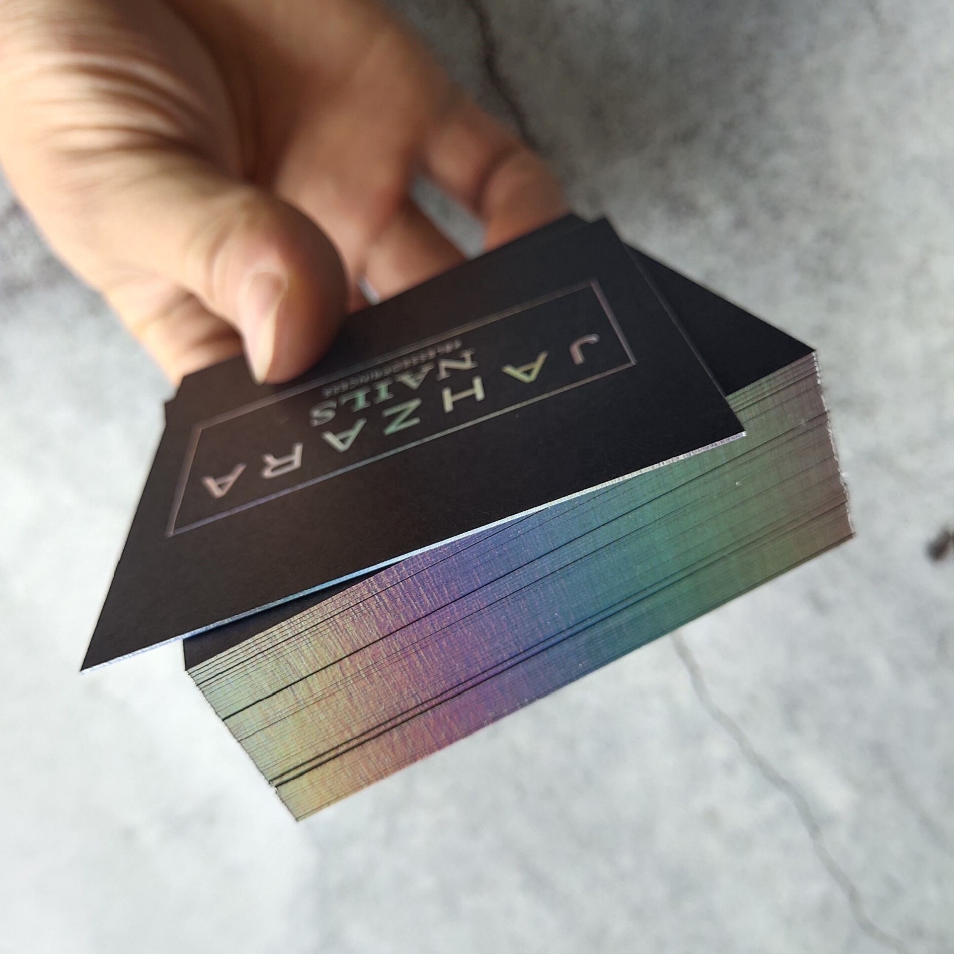 Rainbow Holographic Foil Stamping Business Card Printing Edge Colour - Buy  Holographic Foil Stamping Business Cards,Gold Foil Business Cards,Raised  Print Business Cards Product on Alibaba.com