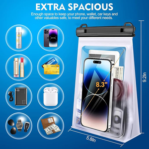 Estuche Impermeable Flotante Grande para Teléfono, Doble Espacio, Transparente, con Capa de Sellado Adicional, Cordón Ajustable para Surf y Snorkel - Product Image 2