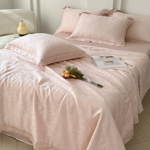 Parure de couette d'été en Tencel Lenzing autrichien, 100 fils, toucher frais, tissage jacquard, usage domestique, couleur unie, quatre pièces - Product Image 3