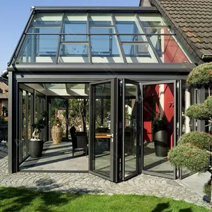 Modern Four Season Prefabricated Free Standing Tempered Conservatory Sunroom Glass Aluminum Frame Winter Garden Design