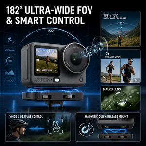 Cámara Deportiva Action 6 4K 120fps Resistente al Agua 20m <span class=keywords><strong>RockSteady</strong></span> 3.0, Cámara para Grabación de Vlogs con Estabilización HorizonSteady - Product Image 3