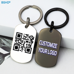 Pendentif d'étiquette de texte ovale personnalisé professionnel porte-clés en métal étiquettes de nom de chien vierges en acier inoxydable porte-clés de <span class=keywords><strong>Code</strong></span> Qr pour la gravure - Product Image 1
