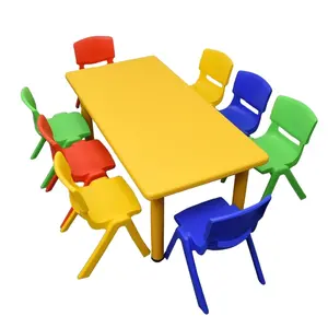 ZOIFUN अनुकूलित बालवाड़ी फर्नीचर स्कूल कक्षा बेडरूम प्लास्टिक बच्चों के अध्ययन की मेज और कुर्सी सेट