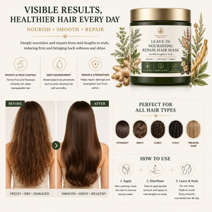 Masque capillaire sans rinçage en gros pour cheveux abîmés, lissant, anti-frisottis, réparateur, sans silicone, fournisseur d'emballages personnalisés - Product Image 2