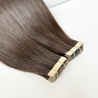 Extensions de bande de cheveux humains Remy russes Super Double dessiné dans la couleur brune la plus foncée 22 pouces prix de gros stock prêt