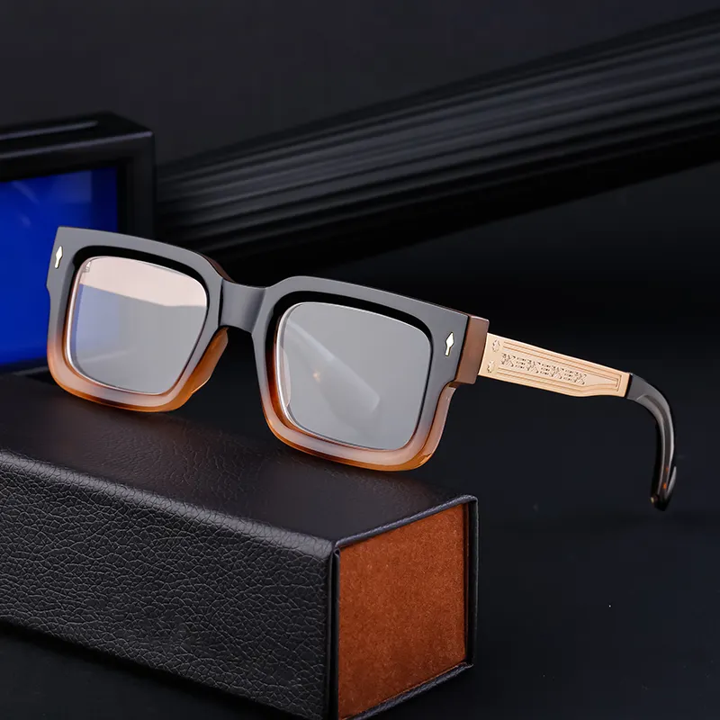 Partagas Vintage Designer Square Frame Metal Templo Anti Luz Azul Unisex Óculos Óculos Frame Óptico para Mulheres Homens