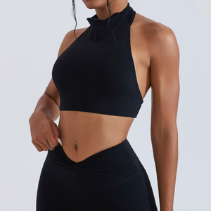 Nuovo Top Yoga Donna a Collo Alto ad Asciugatura Rapida con Imbottitura Integrata, Delicato sulla Pelle, Antiurto, <span class=keywords><strong>Traspirante</strong></span> per Fitness, Allenamento e Palestra - Product Image 3