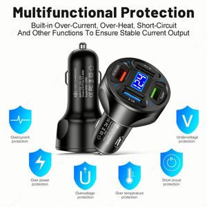 ที่ชาร์จในรถยนต์แบบเร็ว 4 พอร์ต QC3.0 66W พร้อมไฟ LED แสดงผล ชาร์จเร็วสำหรับโทรศัพท์มือถือ ที่ชาร์จ USB ในรถยนต์ - Product Image 2