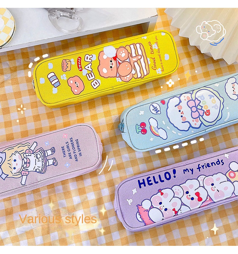 Пенал тканевый с милым рисунком, вместительный чехол для карандашей для студентов, высокий уровень, ins wind girl, чехол для карандашей с сердечками