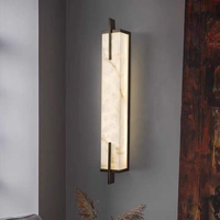 Applique Murale Luxe en Cuivre et Pierre Flocon de Neige, Style Nordique, pour Salon, Chambre d'Hôtes, Hôtel, Chevet, avec Support en Albâtre Naturel