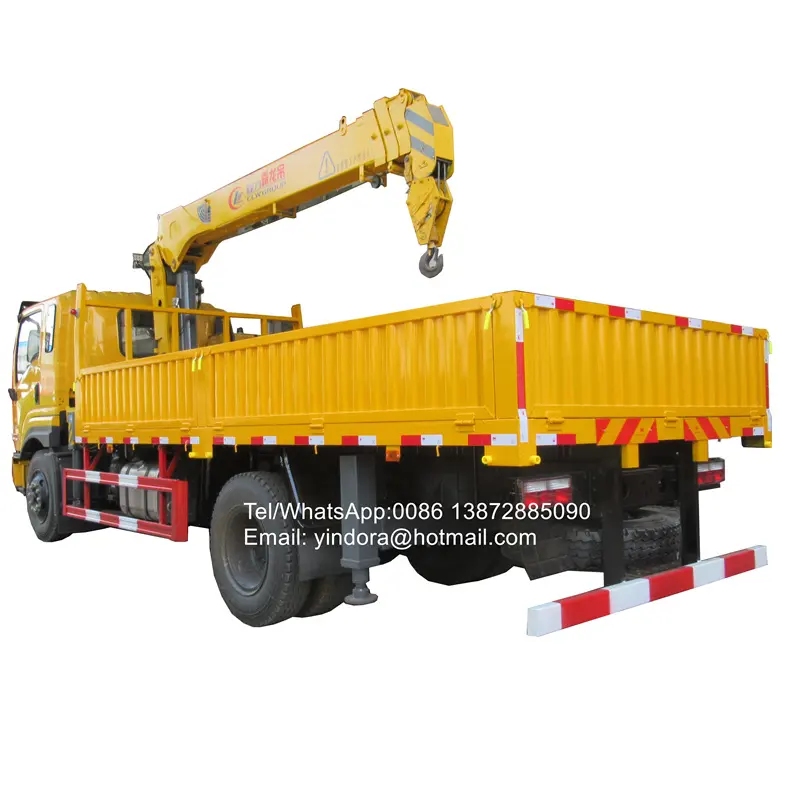 Hydraulic 7 ton 3 section boom truck with long arm crane
