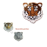 Patchs à coudre réversibles en sequins Tigre pour vêtements, enfants, garçons, filles, t-shirt, manteau, applique brodée réversible