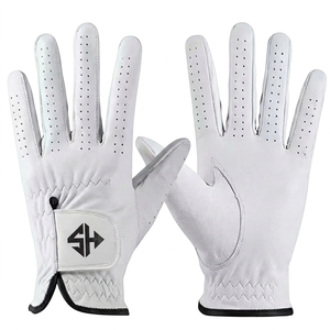 Guantes de golf de piel de oveja genuinos de fábrica OEM, con marca personalizada, antideslizantes, transpirables, con dorso de cuero, para hombre, venta al por mayor. - Product Image 1