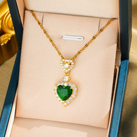 Kalung Liontin Zirkon Baja Anti Karat Berlapis Emas 18K Berkualitas Tinggi Model Bunga Trendy Showfay Unisex