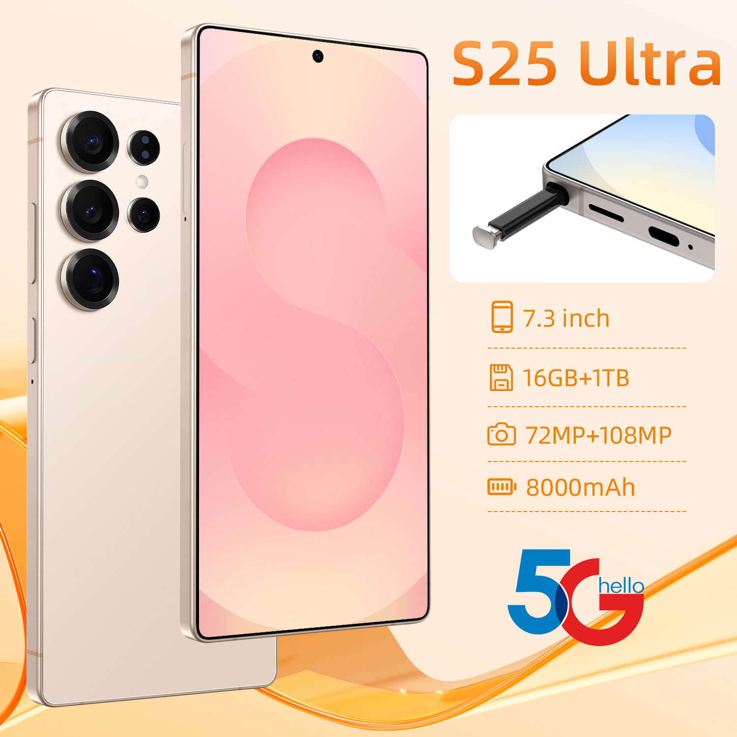 Оригинальный S25 ультра 5G Dual SIM смартфон пользовательский размер процессор используется состояние мобильного телефона с умными функциями