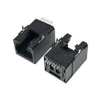 Connecteur Ethernet RJ45 femelle 6P6C RJ12/RJ25 SMT à montage sur circuit imprimé 90 degrés 1,5A noir 8 broches Jack modulaire