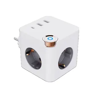 E19 New expansion converter with 3 EU sockets 2 USB Type 1 C EU power board cube sockets and master switch with UV light