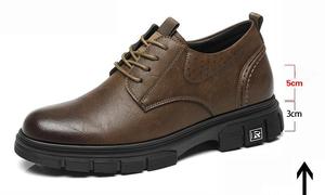 Zapatos Elevadores Invisibles para Aumentar la Estatura - Zapatos Oxford Formales con Cordones de Cuero Negro y Marrón - 6 cm y 8 cm Más Altos - Product Image 4