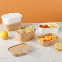 Bols et gobelets carrés en papier biodégradable à paroi simple, de qualité alimentaire, jetables, pour salades, 300 pièces par boîte