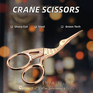 Tijeras de manicura de acero inoxidable y titanio de color en forma de grúa, tijeras en C, cabeza puntiaguda para el vello de la nariz, belleza para recortar párpados - Product Image 5