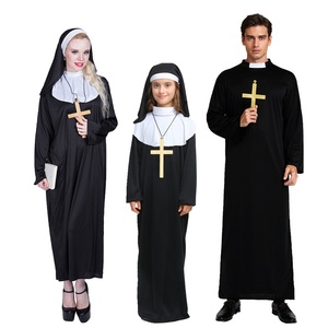 Ensemble de costumes XJ Ultimate Nonne et Prêtre avec collier croix et accessoires – Tenues authentiques pour couples pour Halloween - Product Image 2