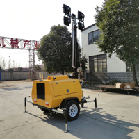 Tour d'éclairage mobile sur remorque pour mât de 9 m 4TN4000, 440 000 lumens, générateur à moteur au halide métallique, autonomie continue de 11,9 heures