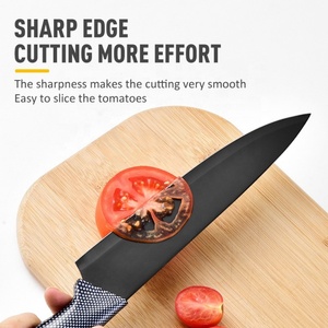 Black Kitchen <b>Knife</b> Set Stainless Steel Kitchen <b>Bread</b> Chef <b>Knives</b> Set With Plastic Block - Product Image 6