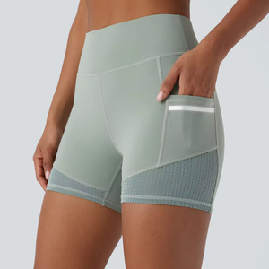 Shorts Deportivos de Malla para Mujer, Personalizados, con Cintura Alta, Tira Reflectante, Ropa Deportiva para Gimnasio, Yoga - Product Image 1