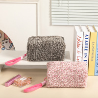 Tas Kosmetik Motif Macan Tutul Baru Kapasitas Besar Tas Jinjing Portabel Tas Penyimpanan Mewah Tas Perlengkapan Mandi Multifungsi untuk Wanita