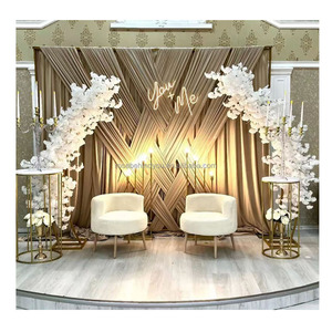 Rideau de fond de scène pour mariage, draperies de décoration de fête, rideau rose froissé avec franges à sequins - Product Image 4