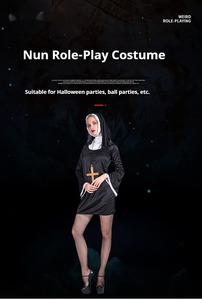 Tenue de soirée sexy pour filles, lingerie de jeu de rôle de nonne, costume en satin grande taille pour Halloween, Pâques, fête, tenue fantaisie, ODM en gros - Product Image 2