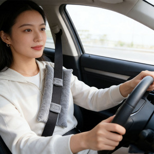 Seatbelt Shoulder Pad Grey Cotton Soft Car Protective Pad For Comfort Driving - Product Image 1