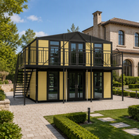 Maison conteneur moderne à deux étages extensible, pliable à double aile, avec salle de bain et cuisine, design ferme, pour usage bureautique