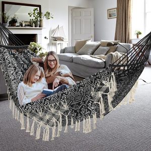 <span class=keywords><strong>Hamaca</strong></span> Plegable Portátil de Algodón con Borlas Estampadas, Estilo Mexicano, para Interior y Exterior, Personalizada por Danlong, para 1 Persona, Ideal para Camping y Senderismo - Product Image 4