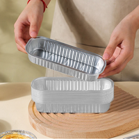 Barquette rectangulaire jetable en aluminium de 200 ml, résistante au four, pour mini-gâteaux, idéale pour la pâtisserie maison, écologique et de qualité alimentaire