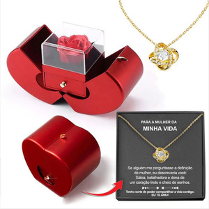 Rosa preservada con collar I Love You, conjunto de regalos, caja de joyería de Rosa eterna para siempre, caja de acrílico de regalo de flor <span class=keywords><strong>encantada</strong></span> de rosa de jabón - Product Image 6