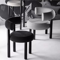 Chaise de Salle à Manger Moderne en Acier Inoxydable Velours Simple et Personnalisée Luxe Haut de Gamme Restaurant Salle à Manger Chaise à Dossier Incurvé