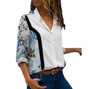 Blus Wanita Lengan Panjang, Kemeja Kantor Kerah Turun Ukuran Besar Kasual - Product Image 4