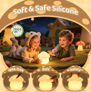 Lampada Notturna a Forma di Fungo, Luce LED con Timer, Lampada da Tavolo per Bambini, Ausilio per il Sonno, Luce Calda Bianca, Lampada USB in Silicone - Product Image 4