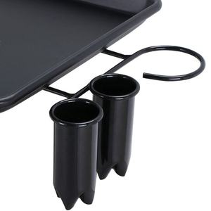 Adjustable Height Black Metal Salon Rolling Trolley Hair Styling <b>Cart</b> with <b>Tool</b> Cup Holders - Product Image 6