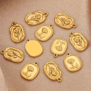 จี้ห้อยคอ สร้อยข้อมือ ชุบทอง 14k 18k ไม่หมอง คงทน ผลิตจากสแตนเลส 316L คุณภาพสูง ดีไซน์หรูหรา พร้อมจี้รูปดอกกุหลาบ สำหรับทำเครื่องประดับ - Product Image 2