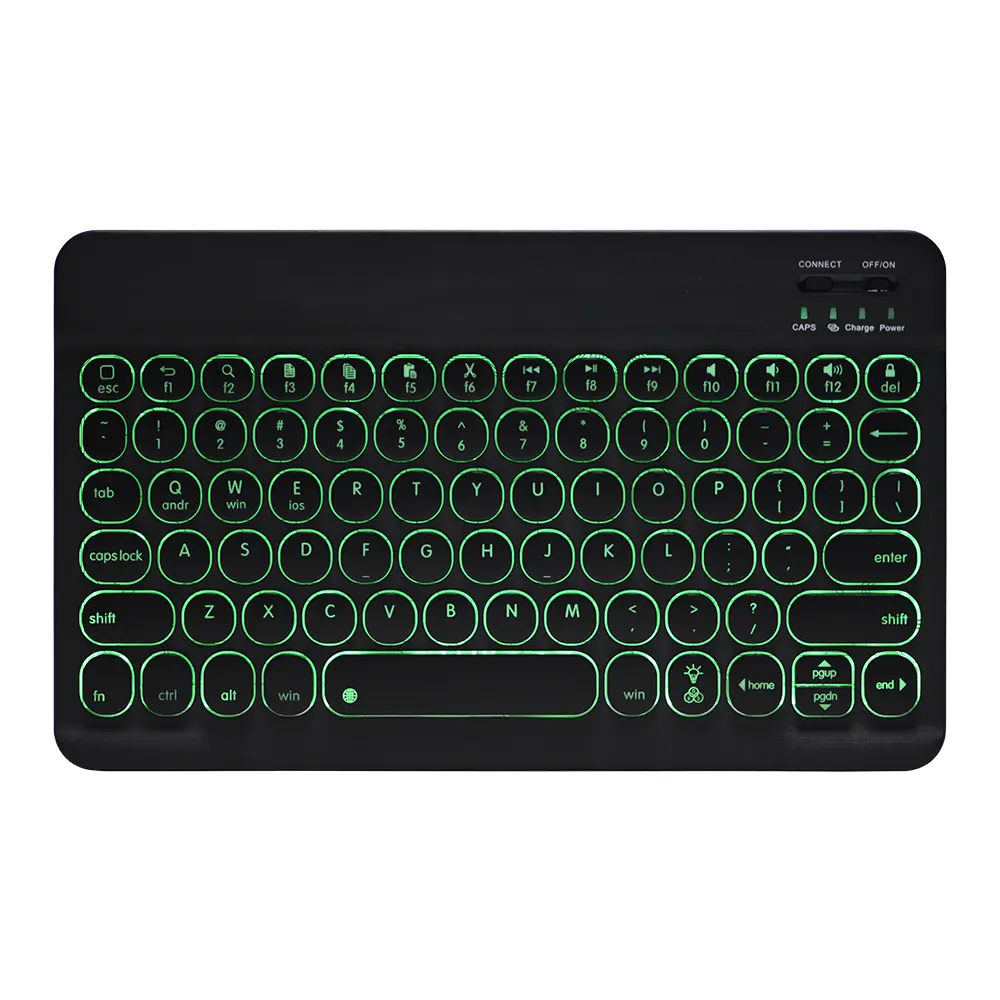 Customized Arabic English Language Layout Colorful Backlit Smart Wireless BT Keyboard for Android IOS Windows Devices
