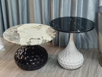Table d'appoint en métal de style moderne contemporain, design italien, table d'appoint ronde en acrylique transparent, table basse en marbre