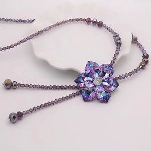 Collar de Flores de Cristal Morado con Borla, Accesorio de Uso Diario para Mujer - Product Image 2