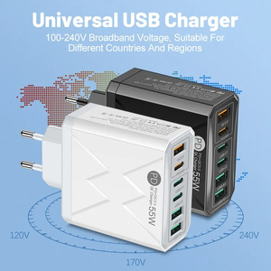 Caricabatterie da Viaggio EU <span class=keywords><strong>6</strong></span> in 1 55W PD USB Ricarica Rapida QC3.0 per <span class=keywords><strong>iPhone</strong></span> 17 16 15 Pro Max Samsung Huawei - Product Image 4
