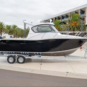 Bateau <span class=keywords><strong>de</strong></span> croisière à moteur en aluminium <span class=keywords><strong>de</strong></span> qualité marine CCS, 25 pieds (7,5 m), avec toit extensible et <span class=keywords><strong>remorque</strong></span> fournie - Product Image 1