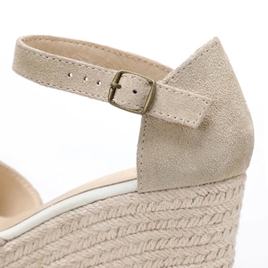 Sandales à <span class=keywords><strong>espadrilles</strong></span> à talons hauts pour femmes avec boucle en <span class=keywords><strong>cuir</strong></span> talon épais daim supérieur été sandales <span class=keywords><strong>compensées</strong></span> en plein air - Product Image 5
