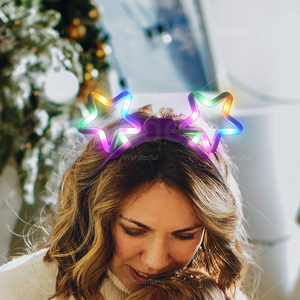 Serre-tête <span class=keywords><strong>LED</strong></span> néon personnalisable en forme d'étoile pour enfants, jouet de fête avec effet lumineux multicolore - Product Image 2